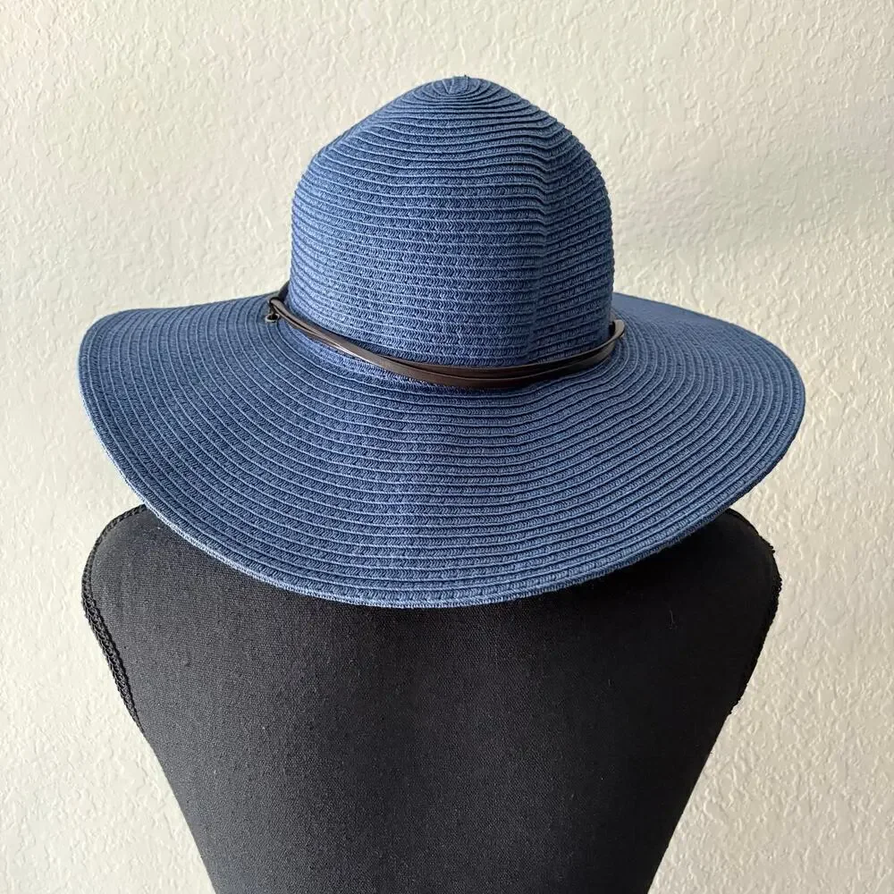 PETER GRIMM Women's Sun Hat Sz OS Blue Summer Nautical Cruise Ship Cabana Beachy